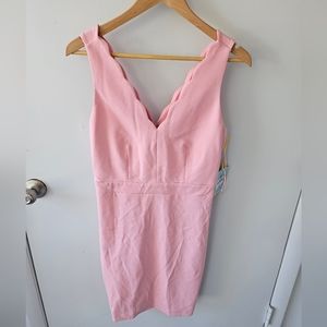 size 10 light pink scallop v neck sleeveless dress